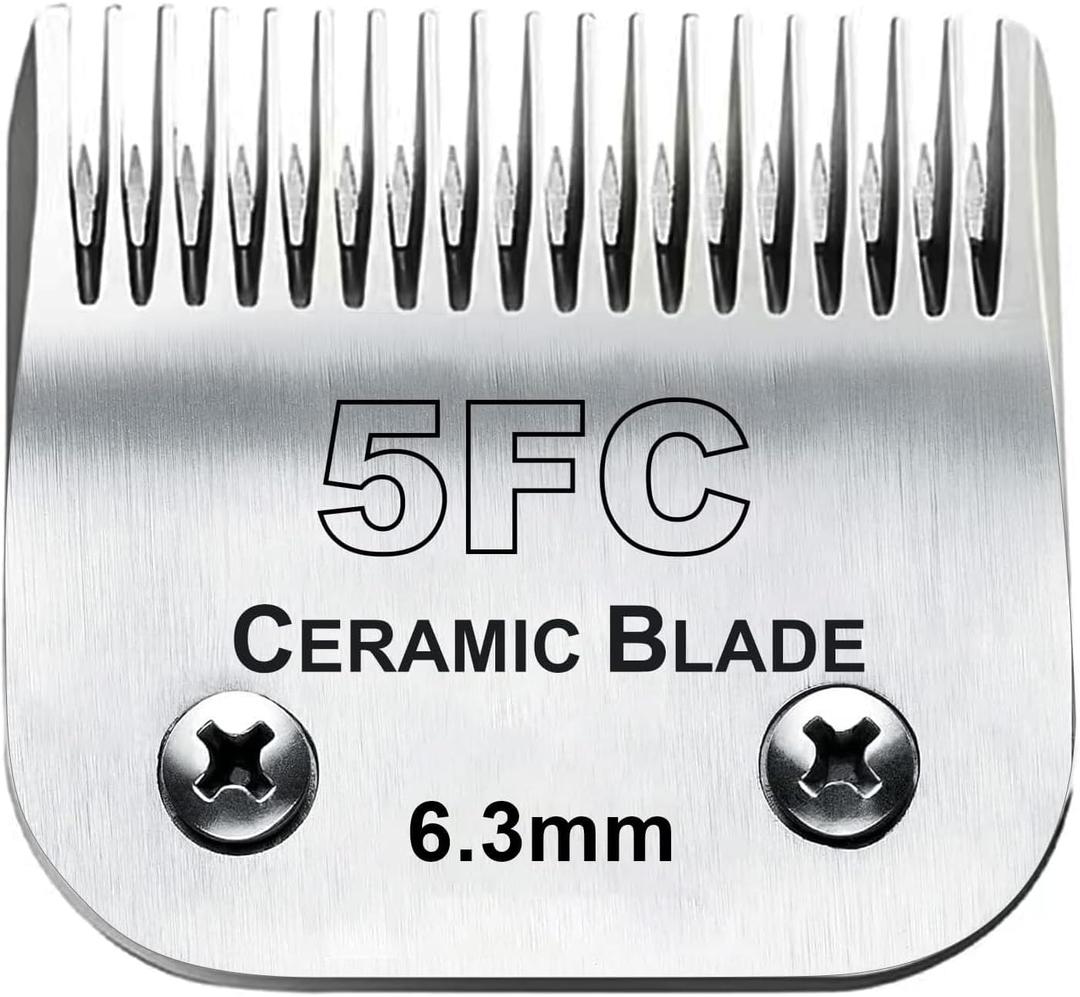 5FC Blade Dog Grooming Clipper Replacement Blades compatible with Andis Dog Clippers,Detachable Ceramic Blade & Stainless Steel Blade,Size-5 FC 1/4-Inch Cut Length (64122)