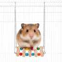 Natural Wood Chinchilla Hammock with Metal Hooks - Indoor Chinchilla Habitat Cage Swing, Smooth Surface Cozy Bed, Small Pet Enrichment Toy Cage Accessories for Mental & Physical Stimulation