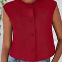 PRETTYGARDEN Women's Suit Vest Crop Tops Spring Summer Dressy Business Casual Work Office Clothes Trendy Blazer Waistcoat (M)