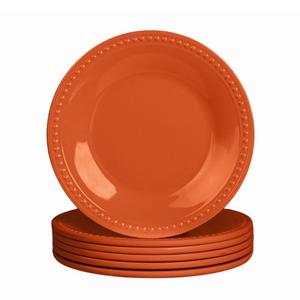 11 inch Fall Melamine Plastic Beaded Dinner Plate Set of 6, BPA Free, Platter, Serving Dishes, Chip & Break Resistant, Lightweight, Great for Dining, Weddings & Everyday Meals