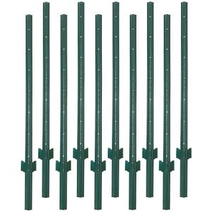 6 Feet Sturdy Duty Metal Fence Post Garden U Post for Fencing - 10 Pack