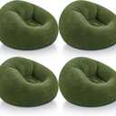 Realspring Inflatable Bean Bag Chairs,Dark Green,4 Pcs | Outdoor Blow Up Chairs for Adults, Movie Night Seating, Portable Lazy Sofa Loungers, Backyard Camping Couch