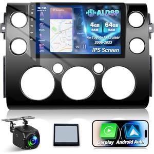 [4+64G] for Toyota FJ Cruiser 2006-2023 Upgrade Stereo - 9 inch IPS Touchscreen Android 13 Radio - Wireless Carplay and Android Auto, WiFi, GPS, Custom Homepage, AI DSP, SWC + AHD Backup Camera + Mic