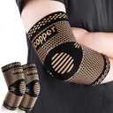 Copper Elbow Sleeve,Elbow Compression Sleeve, Elbow Brace For Tendonitis and Tennis Elbow,Golfers, Arthritis, Bursitis. Elbow Pain Relief,Weightlifting, Fit for Men & Women (Large, Gold&Black)