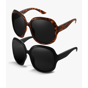 miyya Bug Eye Oversized Polarized Sunglasses Womens, Trendy Retro Sun Glasses for Women 2025, Oversized UV Protection Shades 2Pcs