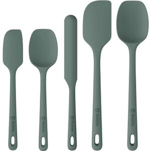 ChefAide 5 Pieces Silicone Spatula Set, Food Grade Rubber Spatula, Upgrade Strong Handle with Ergonomic Grip, Heat Resistant Up to 600F for Nonstick Cookware, Cooking (Dried Thyme)