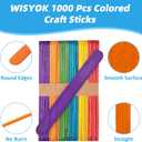 WISYOK 1000 Pcs 6" Colored Jumbo Craft Sticks - Wooden Rainbow Popsicle & Wide Lollipop Sticks, Ideal for DIY Crafts & Children's Education