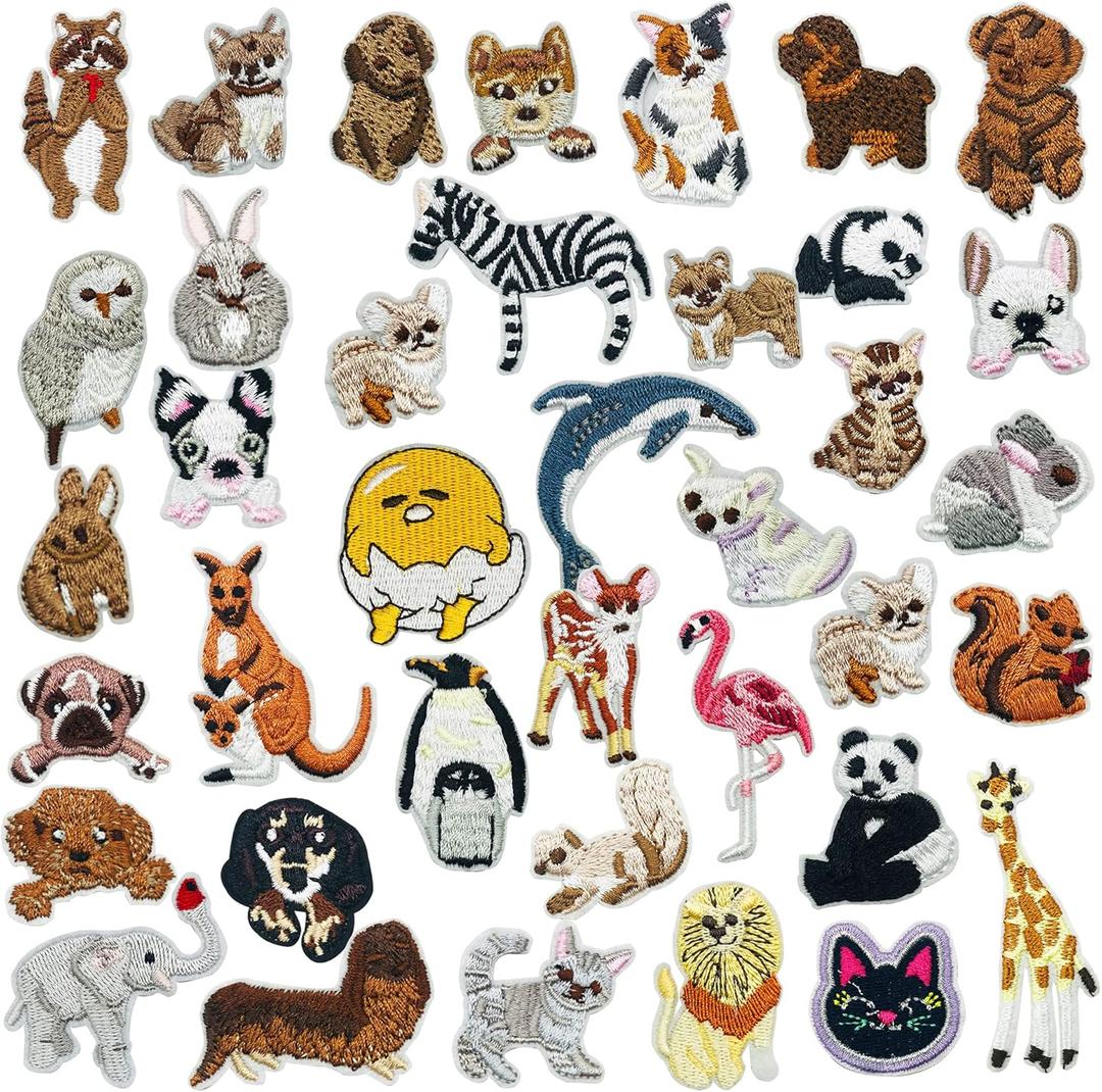 Woohome 37 PCS Mixed Animal Iron On Patches Dog Cat Zebra Elephant Lion Penguin Sew On Patches DIY Decoration or Repair, Embroidered Appliques for Clothing Backpacks Jeans T-Shirt Caps Shoes Woohome 37 PCS Mixed Animal Iron On Patches Dog Cat Zebra Elephant Lion Penguin Sew On Patches DIY Decoration or Repair, Embroidered Appliques for Clothing Backpacks Jeans T-Shirt Caps Shoes