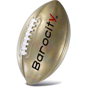 Football Premium Boy and Girl Official Match Ball with Reflective Iridescent Rainbow Hex Pattern, Durable Indoor, Outdoor, Training Practice Game Playtime (Size 6, Gold)