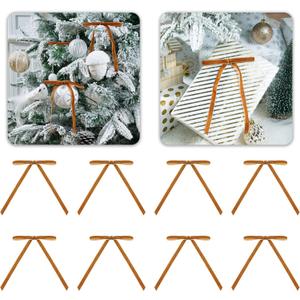 3 x Khaki Velvet Ribbon Christmas Bow 5 x 7 Inches Premade Bows for Christmas Tree Hanging Decorations Gift Wrapping Wreaths Crafts Outdoor Indoor Home Decor Wedding, Pack of 24