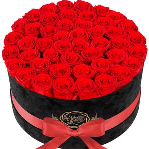 47 Flowers in a Luxury Suede Box, Birthday Gifts for Women, Preserved Flowers, Mothers Day Roses Gift for Mom, Red