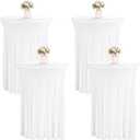 4 Packs 32 x 43 Inch Spandex Round Cocktail Table Skirts Stretch Cocktail Table Cover Fitted for High Top Tables for Wedding Bar Party Banquet (White)