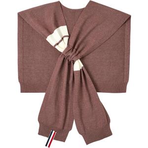 WaJuemy Women's Sweater Shawl Wraps Sleeves Knitted Collar Sweater Scarf Top Casual Lightweight Shoulder Cape Accessories (12 Coffee Stripe X)