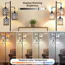 Dimmable Floor Lamp, Farmhouse Standing Lamp with Elegant Metal Cage, Industrial Tall Tree Floor Lamps for Living Room, Bedroom, Study Room, Office, 3 x 800LM LED Bulbs Included, 72", Black