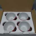 ECODECO 16 oz Ceramic Soup Bowls with Double Handles - Stackable Oven Safe - Red Polka Dot - Set of 4