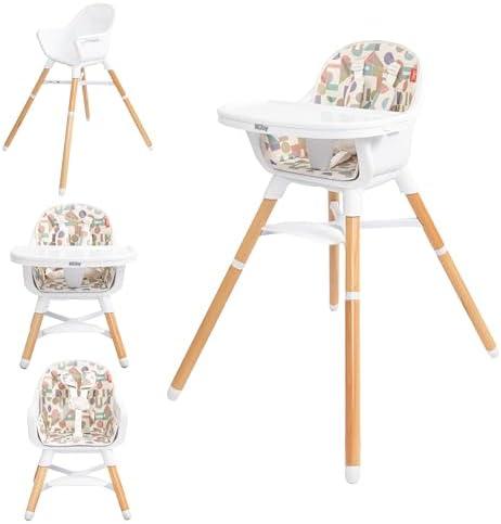 Nuby 4-in-1 Baby High Chair Seat with Removable Tray - 6+ Months to 3 Years - Adjustable Toddler Chair for Eating - Holds Up to 60 lbs - Geometric