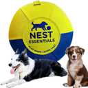 NEST ESSENTIALS Herding Ball for Dogs 18 Durable Training Dog Toy for Medium & Large Dogs | Dog Ball Includes Clicker + Pump | Blue & Yellow | Tough 1680D Fabric | for Active Breeds