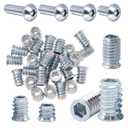 160 Sets of 1/4-20 x 10mm, 15mm, 20mm, 25mm Furniture Nuts, Threaded Wood Inserts, Bolts, Fasteners, connectors, Hexagonal Drive Screws and Nuts kit (160 Screws and 160 Nuts)