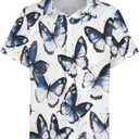 Men's Hawaiian Shirts Novel Butterfly Print Button Down Shirts Tropical Casual Beach Shirt (White, M)