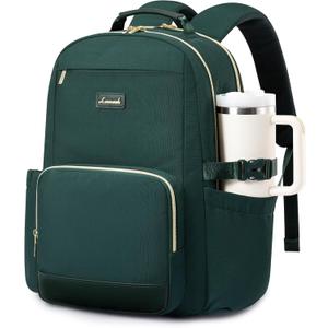 LOVEVOOK Laptop Backpack for Women with Pouch Pocket for Large Capacity Cup,15.6 Inch Laptop Computer Bag Travel Backpack Purse,Waterproof Work Business Backpack College Teacher Bags,Dark Green