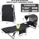 Oversized Extra Wide Tanning Chair with Sun Canopy Face Hole Padded Adjustable Washable, Heavy Duty Layout Folding Lounge Chair for Outside Beach Reading Sunbathing, UPF 50+, XL, Plus Size, 330 LBS
