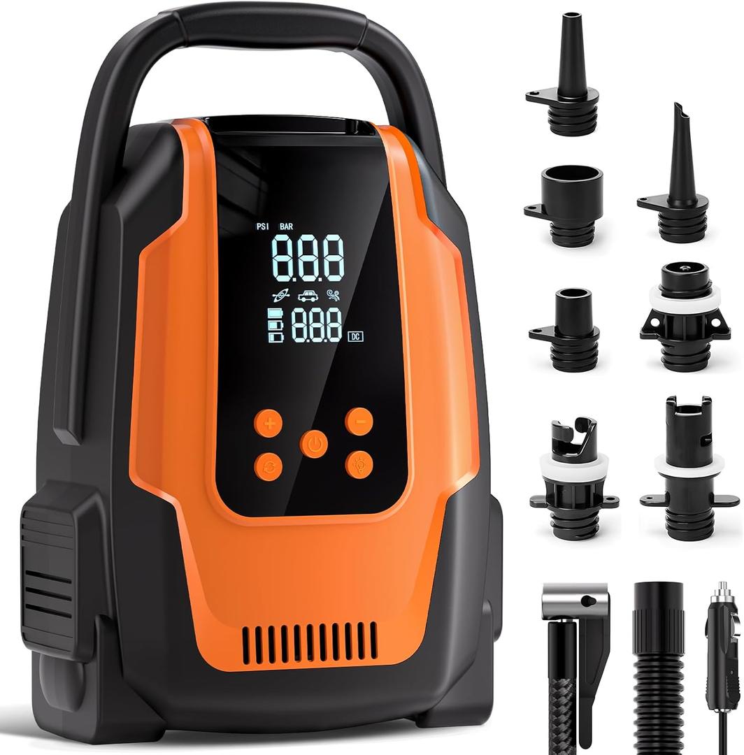 Electric Paddle Board Pump, 50PSI High Pressure Portable SUP Air Pump with Auto-Off and Deflation Function, 12V DC Car Connector for Stand Up Paddle Boards, Car Tires, Boats, Kayaks (big)