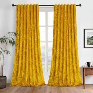 Gold Velvet Curtains - Super Soft Room Darkening Insulating Small Window Drapes for Bedroom Living Room Dining, Wide 52 x Long 84 inch, Warm Gold, 2 Panels