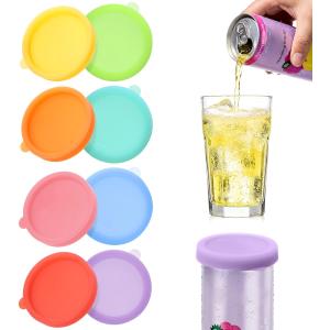 Aieve Silicone Soda Can Lids, 8 Packs Reusable Can Covers for Carbonated Beverage, BPA-Free Stopper or Protector for Soda Juice Coke Beer, Fits Standard Mini Slim Cans