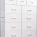 WLIVE Tall Dresser for Bedroom, Fabric Dressers Storage Tower, Dresser & Chest of Drawers Organizer Unit with 11 Drawers, Storage Cabinet, Hallway, Closets, Steel Frame, Wood Top, White, 11.7"D x 35.6"W x 42.2"H