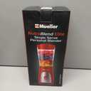 Mueller Smoothie Blender for Smoothies - Personal Blender for Shakes, Frozen Drinks, Baby Food & More, 15oz Travel Cup and Lid, Durable Stainless Steel Blades for Powerful Blending Performance, Red