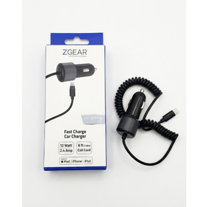 Zgear Fast Charge Car Charger 6Ft. Coil Cord
