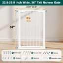 Fairy Baby 36" Tall Narrow Baby Gate 22.8"-25.5" Wide for Doorways & Stairs | Small Pet Gate for Walk Thru, Pressure Mounted Dog Gate for Small Opening, Auto Close No Drill Metal Safety Child Gate, White