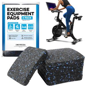 6-Pack Exercise Equipment Mat - Treadmill Pads for Carpet Floors, Protective Anti-Slip Treadmill Pad for Hardwood Floors & Carpets, Home Gym Accessories, Exercise Bike Mat, 4X 4X 0.5 in