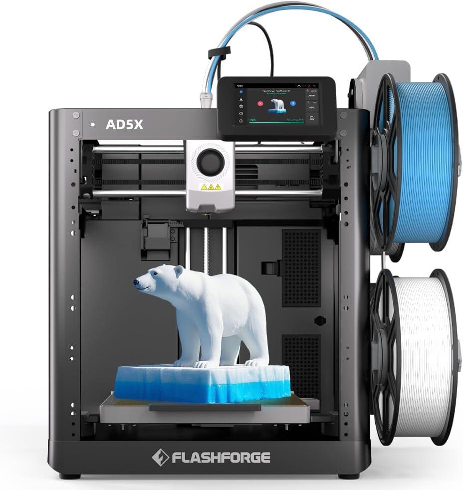 FLASHFORGE AD5X 3D Printer,Multi-Color 3D Printer with IFS,Fully Auto Leveling with Max 600mm/s High Speed Printing and Max 300C Nozzle,Large Printing Size 220 * 220 * 220mm (AD5X)