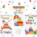 Tegeme 3 Pcs Happy Birthday Banner Door Sign Decor Colorful Happy Birthday Party Door Hanging Decorations Porch Wall Hanging Banner Party Supplies for Kids Girls Boys(Classic,White), 11.8 x 19.7 inches