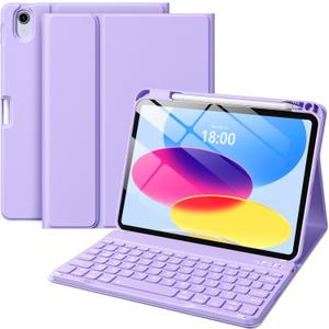 Wenlaty for iPad (A16) 11th/10th Generation Case with Keyboard - Detachable Wireless, Thin & Light Folio Keyboard Cover with Pencil Holder, for iPad 11-inch 11th 2025/10.9-inch 10th 2022, Purple