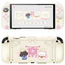 PlayVital Cherry Blossoms Kitten Protective Case for Nintendo Switch 2 with Stand | Cute Cat Ear & Paw Silicone Grips, Dockable Hard Shell, 2 Joystick Caps | Full-Body Protection Cover, Antique Yellow
