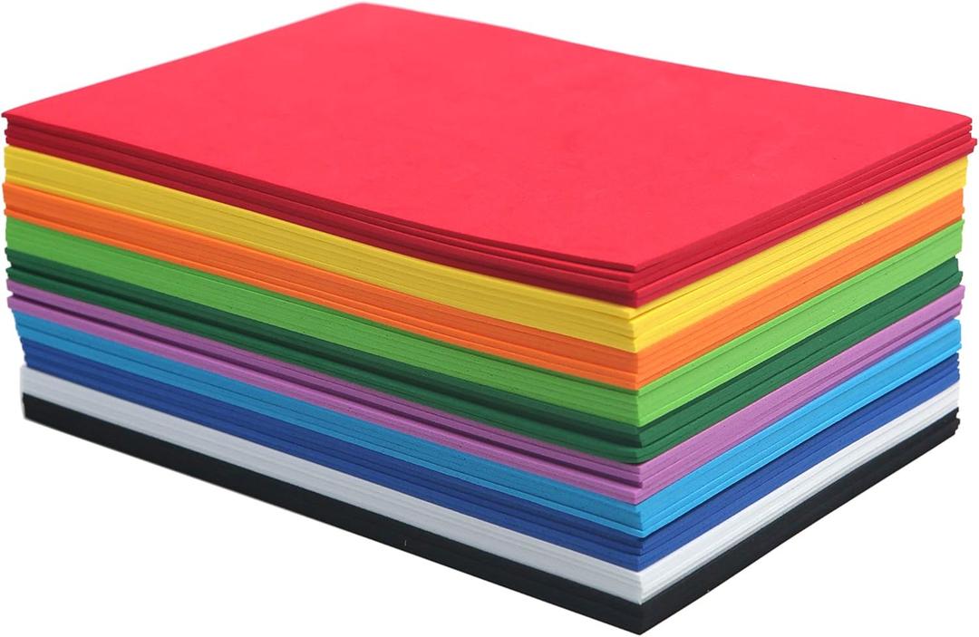 50 Pack Foam Handicraft Sheets (6 x 9 Inches) Colorful Crafting Sponge Paper for Classroom Art and Craft DIY Projects | Thick and Soft Paper,10 Colors