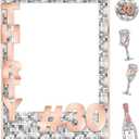 Cheerland 30th Birthday Photo Frame Happy 30th Party Favors Disco Ball Pastel Pink Silver Champagne Photo Props Milestone Anniversary Success Party Decorations Backdrop Supplies