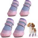 Dog Shoes for Small Dogs, Breathable Dog Boots Paw Protector for Hot Pavement Winter Snow, Dog Booties with Rugged Anti-Slip Sole for Hardwood Floors Outdoor Walking Purple Size 3