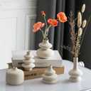 JOJUNO White Bud Vases, Small Ceramic Vase Set of 5, Mini Pottery Vases for Flowers, Decorative Vases for Home Modern Decor, Boho Decor, Chic Vases for Living Room Dining Table Shelves