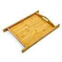 Bam & Boo Natural Bamboo Serving Tray with Handles and Stylized Accents for Kitchen, Bathroom, Décor (9" x 8")