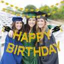 Gold Glitter Happy Birthday Graduation Banner, 2026 Graduation Birthday Banner Happy Birthday Graduation Party Decorations 2026 for 2026 Graduation Themed Birthday Party Decorations