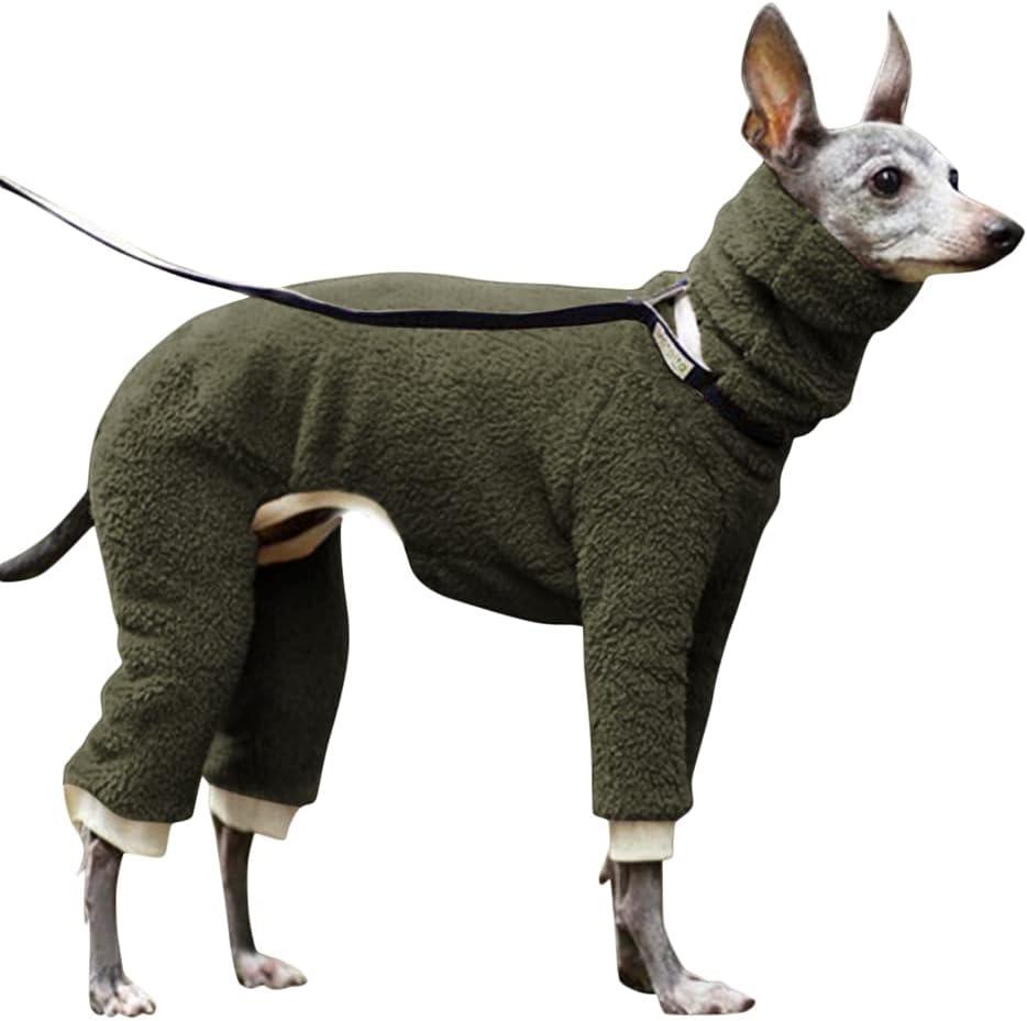 Esobo Fashion Winter Dog Warm Coat Jacket Four-Legged Neck Warm Pet Sweaters for Small Medium Large Dogs (Army green)