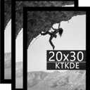 KTKDE 20x30 Poster Frame Black 3 Pack, 30 x 20 Picture Frames Wooden with Polished Plexiglass,Horizontal or Vertical Wall Mounting Hanging Large Studio Gallery Photo Frames Wall Art