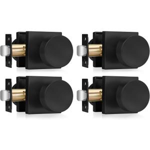 4 x Haidms Matte Black Door Knobs Passage, Heavy Duty Square Matte Black Hall and Closet Door Knobs for Hallway, Zinc Alloy Passage Door Knob Hallway (4 Pack)