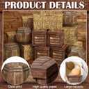 Threehoney 16 Pcs Western Cowboy Party Decorations 11.8 Inches Summer Halloween Hay Bales Boxes Decor Include Wood Grain Wine Barrel Boxes Hay Decoration for Pirate Farmhouse Western Themed Party