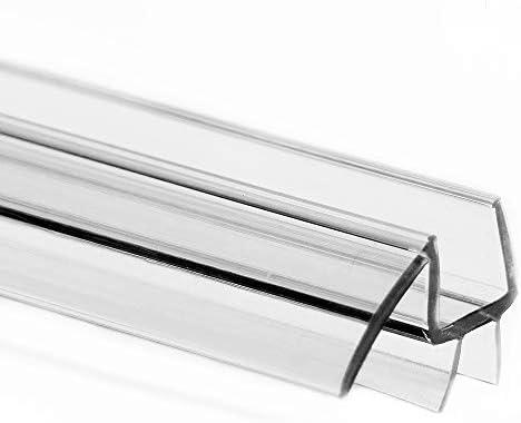 eatelle Shower Door Bottom Seal with Drip Rail for 3/16 (5mm) Thick Glass, 39" Long Sweep - Ultra Clear Polycarbonate 2 pcs