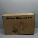 Extra Large Litter Box for Big Cats, Stainless Steel Cat Litter Box with High Side, Anti-Leakage,Non-Stick, Includes Litter Mat & Metal Scoop,Easy Cleaning (XL24" L x 16" W'x 12" H, Light Gray)