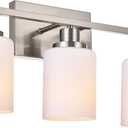 3-Light Bathroom Vanity Light Brushed Nickel Bathroom Lighting Fixtures Over Mirror with Opal White Glass Shade, Polished Nickel Finish Vanity Wall Sconces Fixtures for Bedroom Living Room